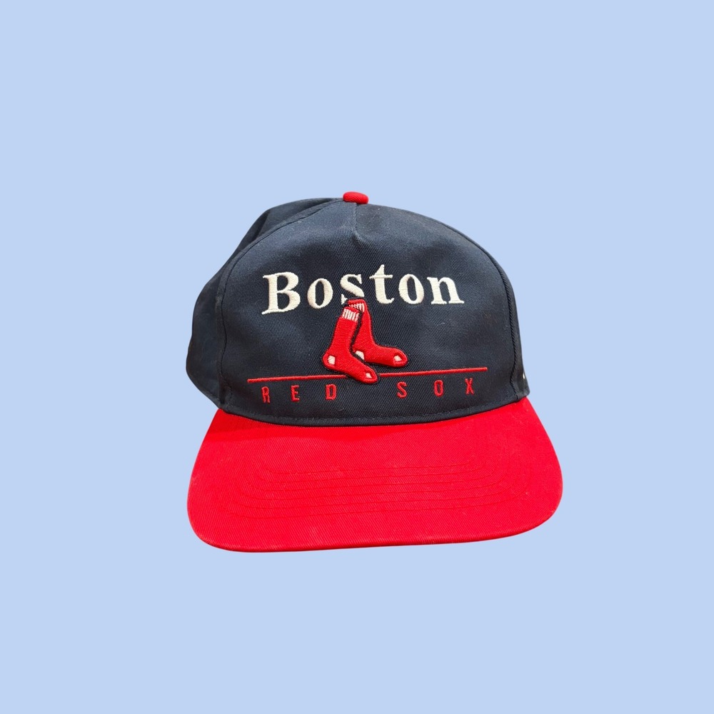 47 Brand Boston Red Sox Snapback Hat Navy Blue Red MLB Baseball Cap OSFA